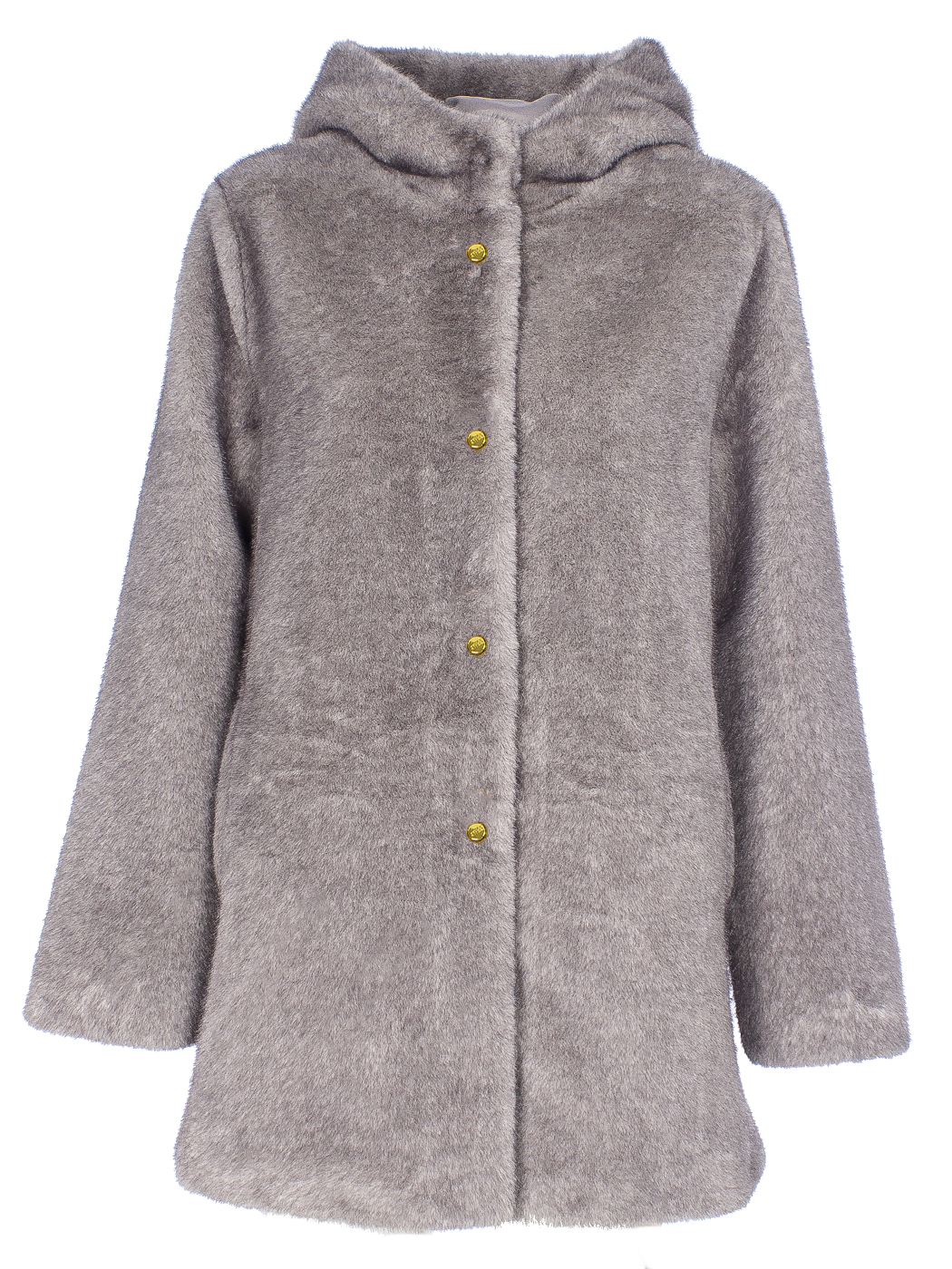 GIACCA LUNGA CON CAPPUCCIO FAUX FUR FAKE MINK ,4 TG,100%PL,MADE IN PRC  - GREY